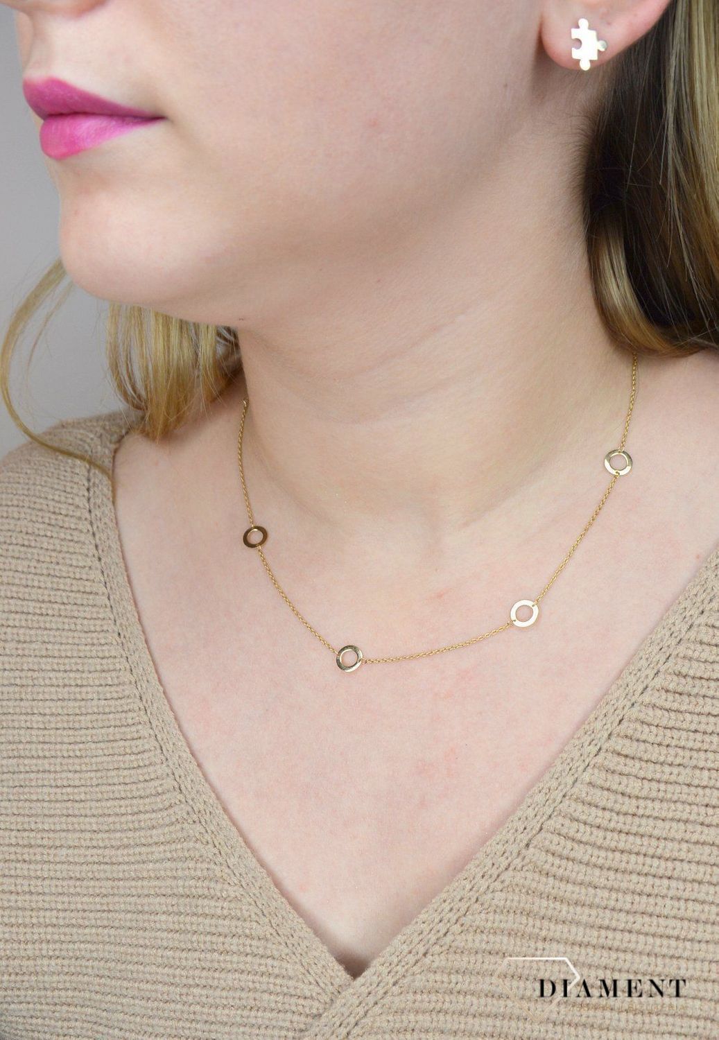 Złote kolczyki 585 przy uchu puzzle KL 7528 585.jpg